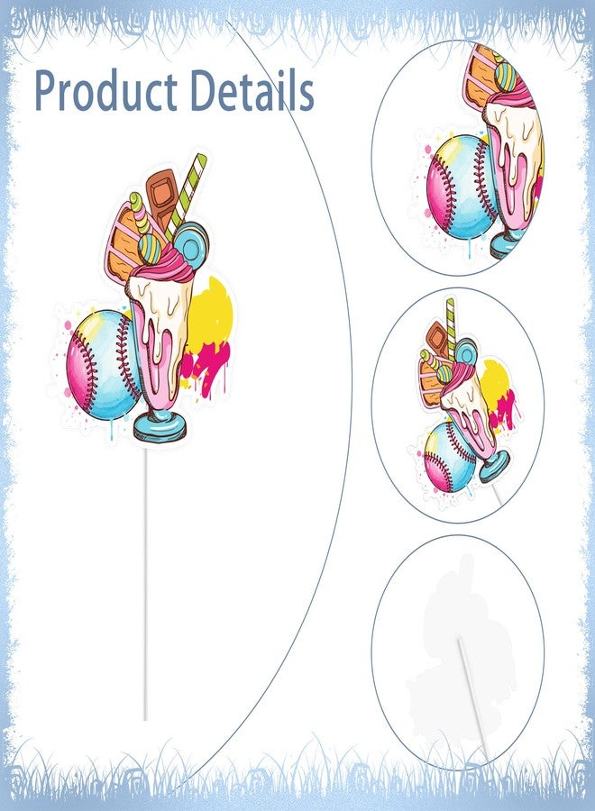 RUBOAOA Ice Cream Drip Baseball Party Decorations, 36 Pcs Baseball Ice Cream Cupcake Toppers Birthday Cake Decorations for Kids, Cute Sports and Summer Party Cupcake Picks for Boys Girls - Image 4