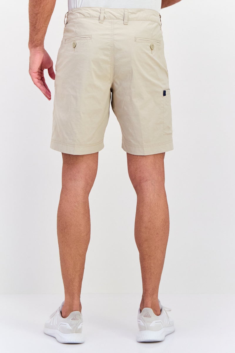 Vintage 1946 Men Plain Basic Shorts, Beige - Image 3
