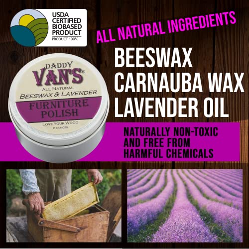Daddy Van's All Natural Beeswax & Lavender Furniture Polish - Chemical-Free, Non-Toxic Wood Conditioner Scented with Pure Lavender Essential Oil - Image 4
