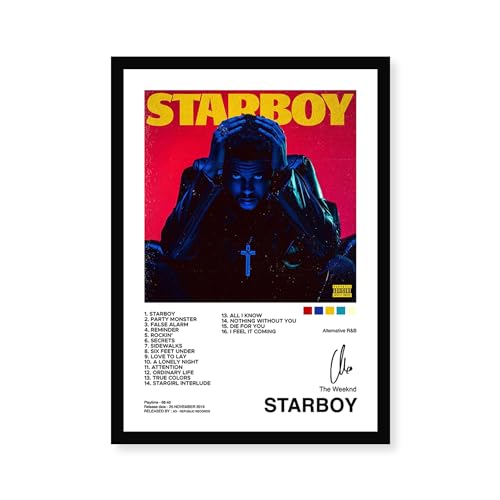 CodersParadise The Weeknd Starboy Wall Art | 8x12 Inch (A4) Framed Poster, Hanging Wall Decor for Bedroom, Living Room & Home, Music Album Artwork - Image 1