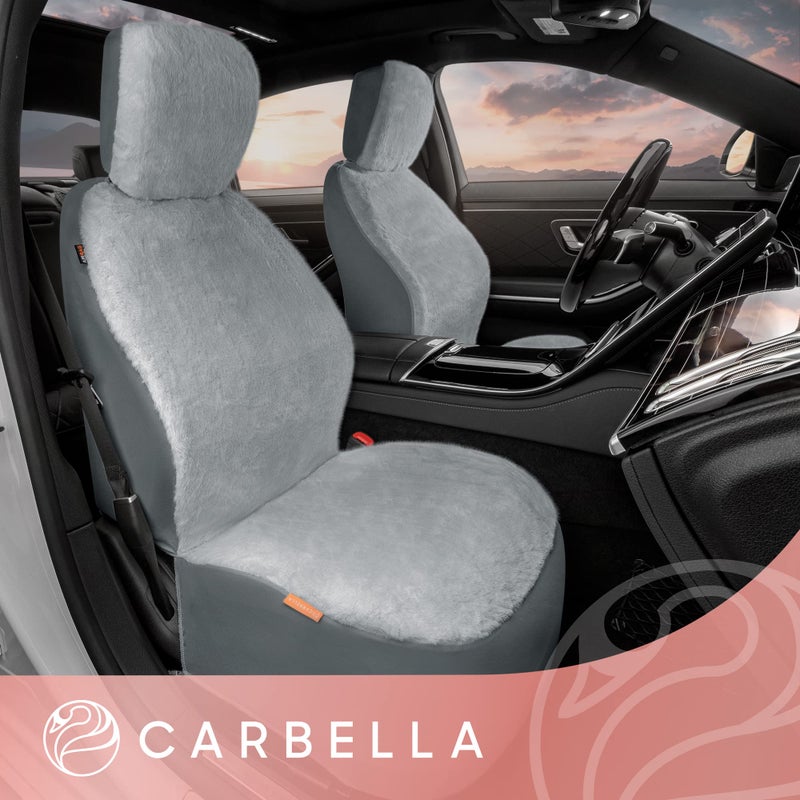 Carbella 2-Pack Sheepskin Car Seat Covers, Soft Plush Comfy Faux Fur Car Seat Covers Front Seats, Cute Automotive Seat Protectors Seat Covers For Cars, Car Accessories for Women (Gray) - Image 3
