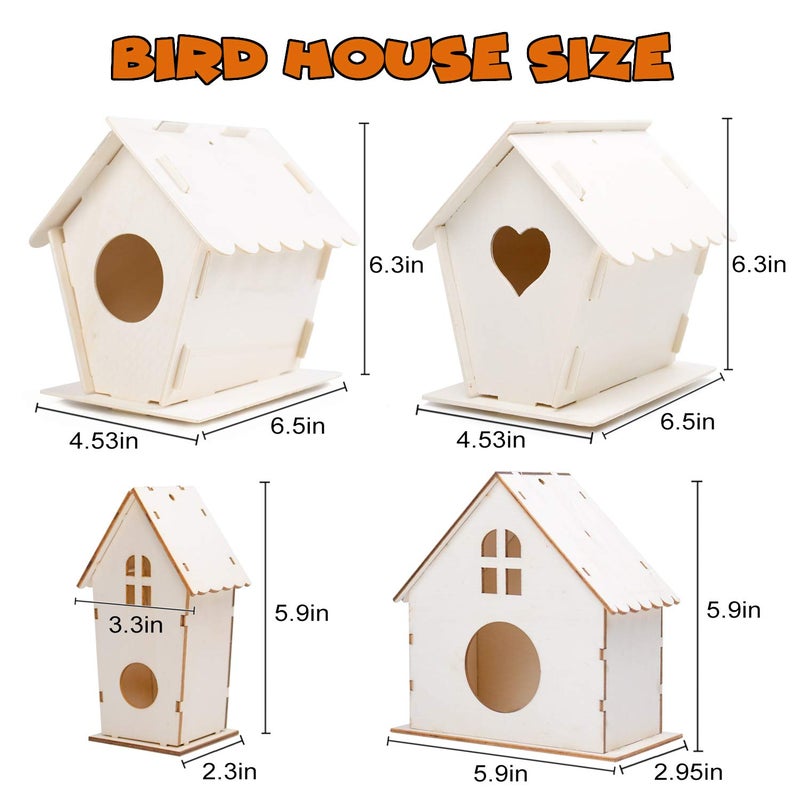 hapray 4 Pack Bird House Crafts for Kids Ages 5-8 8-12, Buildable DIY Birdhouse Kit for Children to Build, 3+ Summer Arts and Craft Projects with Paint, Boy Girl Gift Christmas - Image 3