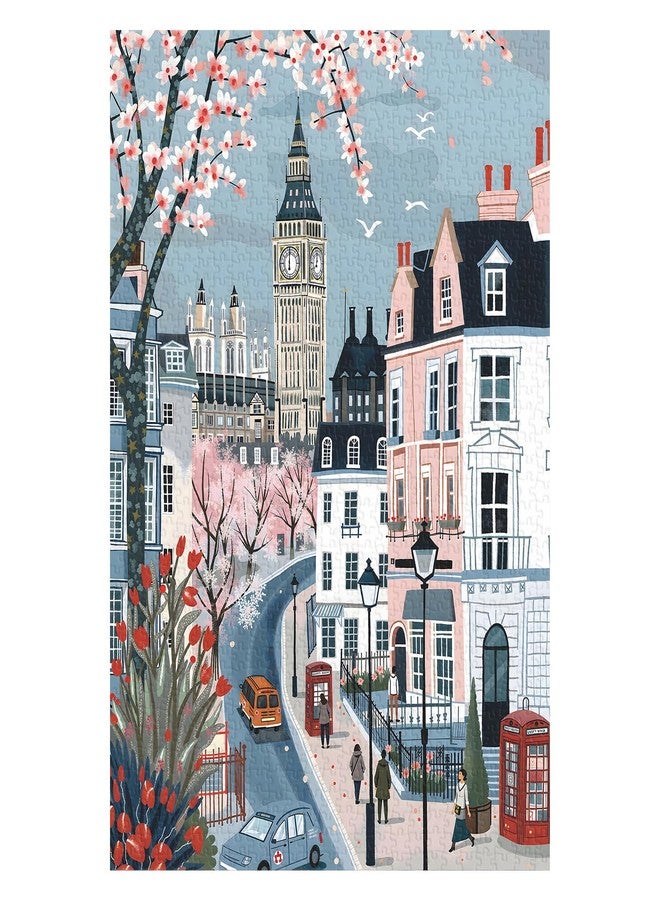 PPuzzling London Spring Puzzles for Adults 1000 Pieces, European Street Landscape Jigsaw Puzzle, Romantic Travel Scene Puzzle - Image 2