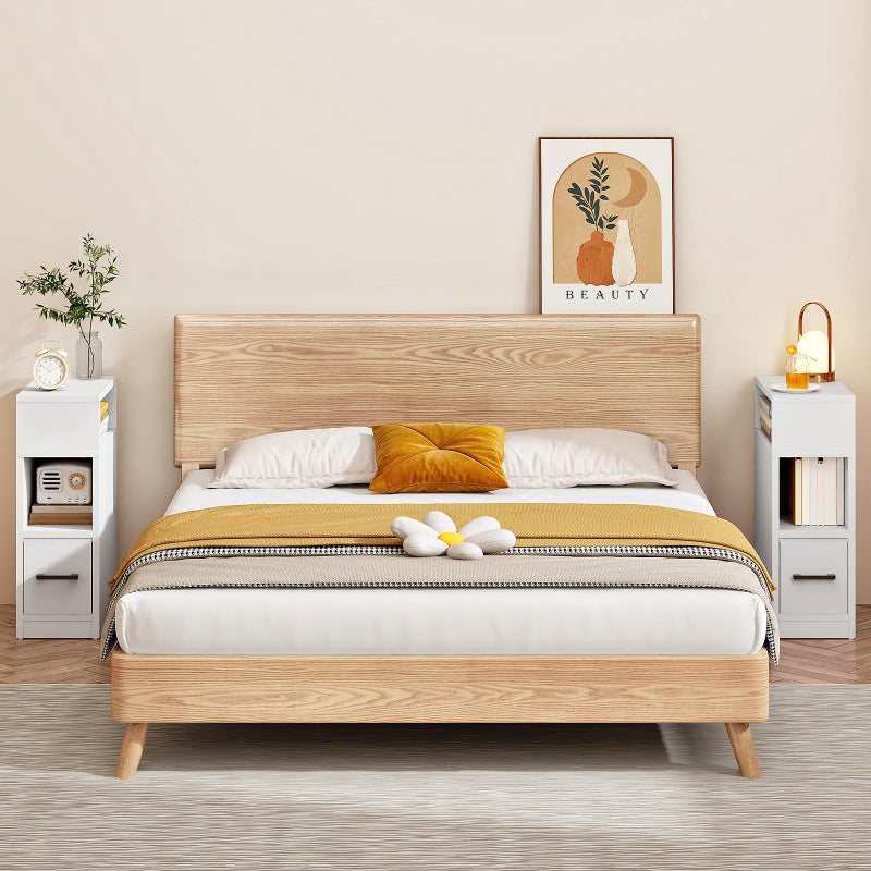 CHOEZON Narrow Side Table, 7.9" Small Nightstand with Drawer, Skinny Bedside Table, for Small Spaces, Flexible Open Compartment, for Bedroom, Living Room, White MBZ11WB - Image 5