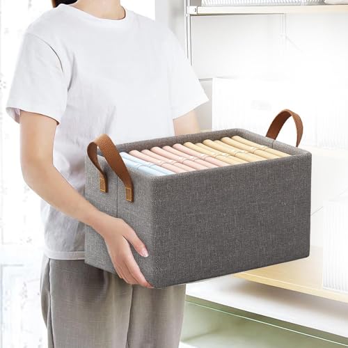 Fuelbyte Steel Frame Wardrobe Organizer for Clothes with Metal Frame Rectangle Storage Baskets for Clothing Fabric Storage Box with Handles Shelf Basket for Storage Clothes Pants Jeans (26 LTR, 1 pcs) - Image 4