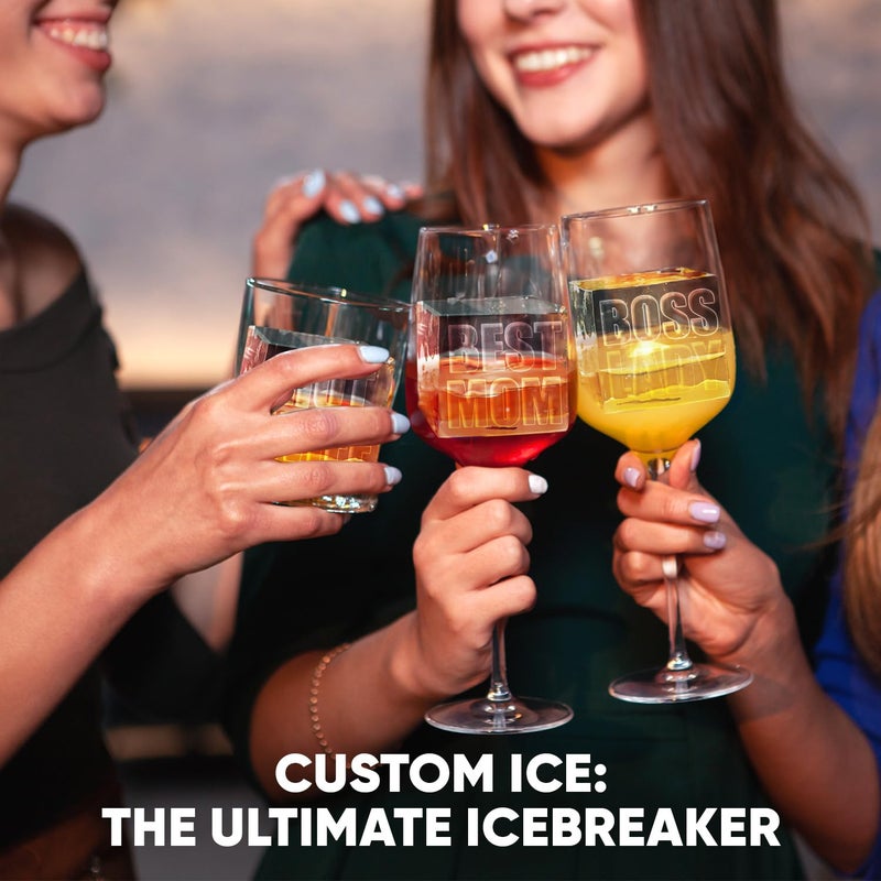 Berlinzo Premium Clear Ice Cube Maker with Conversation Ice Prints â€“ 4 Large 2.1" Crystal Clear Ice Squares â€“ Giftable Idea for Party, Game Night & Just for Fun â€“ Includes Storage Bag (Non-Electric) - Image 5