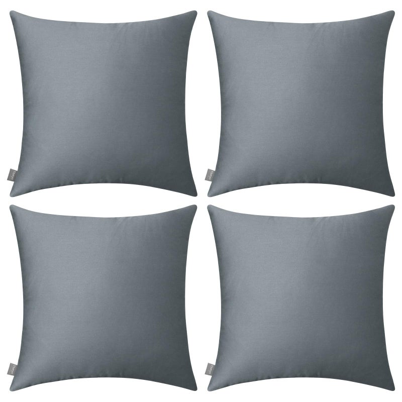 Thmyo 4-Pack 100% Cotton Comfortable Solid Decorative Throw Pillow Case Square Cushion Cover Pillowcase Sublimation Blank Pillow Covers DIY Throw Pillowcase for Sofa(18x18 inch/ 45x45cm,Dark Grey) - Image 1