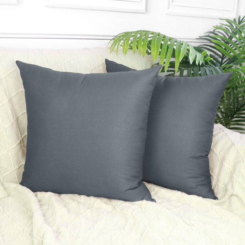 Thmyo 4-Pack 100% Cotton Comfortable Solid Decorative Throw Pillow Case Square Cushion Cover Pillowcase Sublimation Blank Pillow Covers DIY Throw Pillowcase for Sofa(18x18 inch/ 45x45cm,Dark Grey) - Image 2