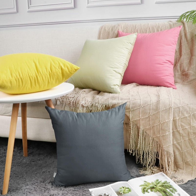 Thmyo 4-Pack 100% Cotton Comfortable Solid Decorative Throw Pillow Case Square Cushion Cover Pillowcase Sublimation Blank Pillow Covers DIY Throw Pillowcase for Sofa(18x18 inch/ 45x45cm,Dark Grey) - Image 3