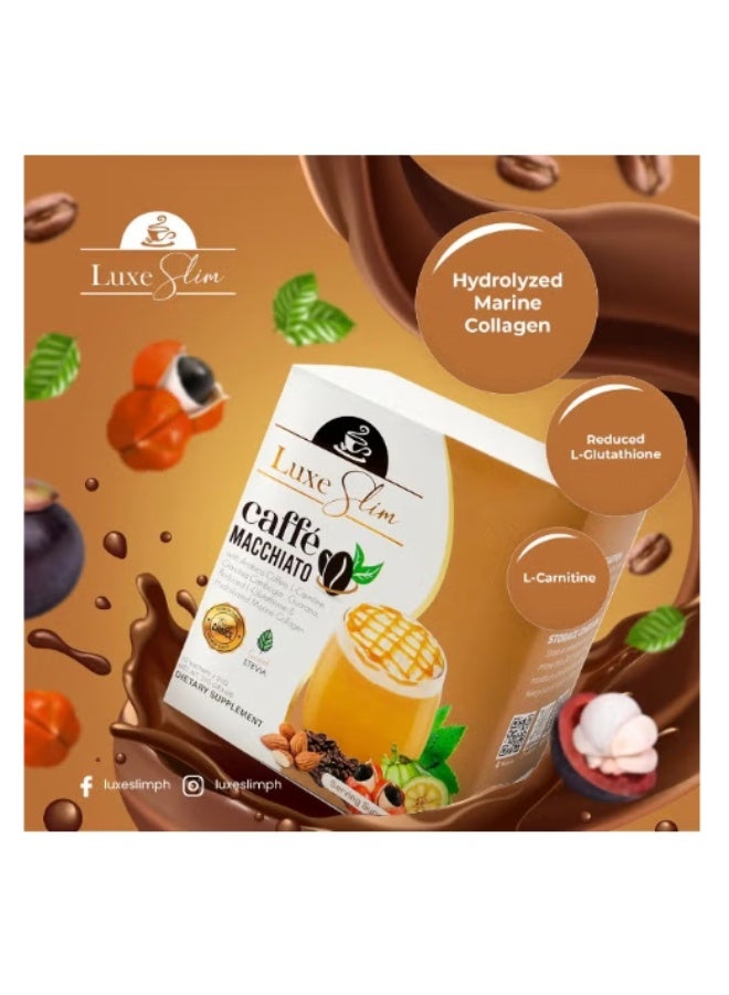 LUXE ORGANIX قهوة ماكياتو كافيه سليم الفاخرة 10 أكياس | قهوة سليم منخفضة السعرات الحرارية مع الكولاجين والجلوتاثيون | مثبط للشهية ومضاد للأكسدة | 21 جرام لكل كيس - Image 3