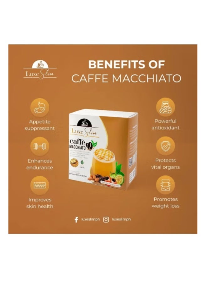 LUXE ORGANIX قهوة ماكياتو كافيه سليم الفاخرة 10 أكياس | قهوة سليم منخفضة السعرات الحرارية مع الكولاجين والجلوتاثيون | مثبط للشهية ومضاد للأكسدة | 21 جرام لكل كيس - Image 2