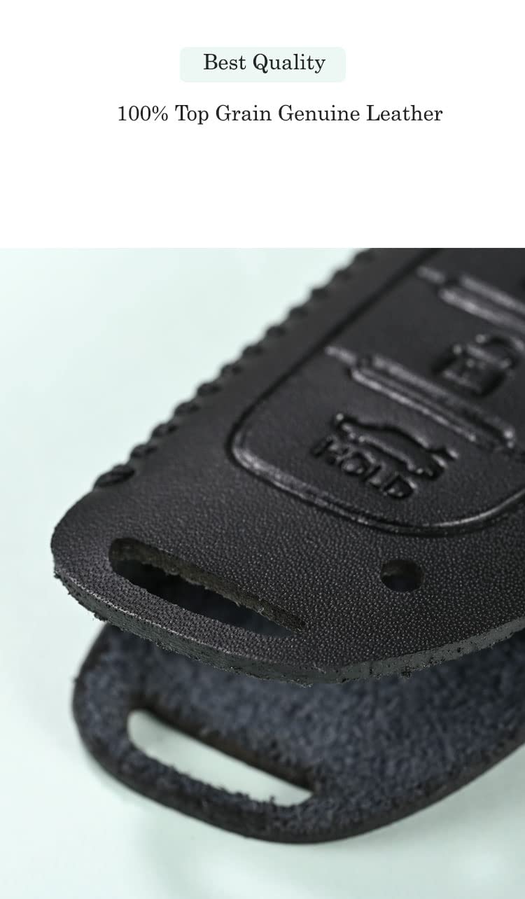 Contacts Soft Leather Car Key Cover Compatible With Hyundai 3 Button Smart Key With Key Chain For Creta, I10 Grand, I20 Elite, I20 Active, Xcent, Verna Tucson Elantra Grand I10 Nios, Black - Image 5