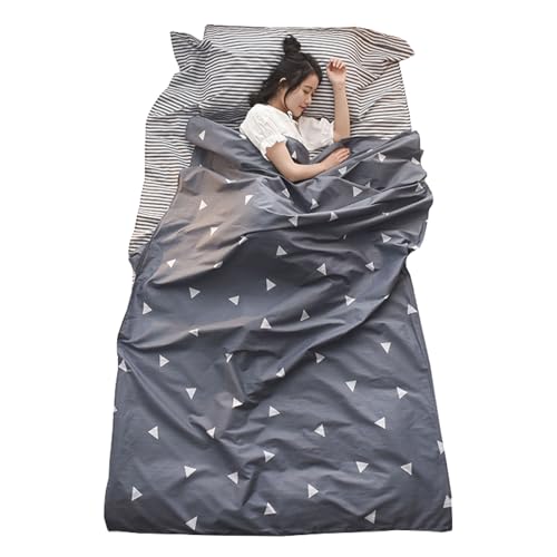TRIWONDER Sleeping Bag Liner Camping Sheet Travel Sheet Cotton Lightweight Sleeping Sack for Camping, Traveling, Hotels & Backpacking (Grey, L -70.9x90.6 in) - Image 1