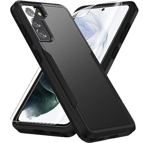 Warsia for Samsung Galaxy S21 Case, with HD Screen Protector [Military Grade Drop Tested] Heavy-Duty Tough Rugged Shockproof Protective Case for S21, Black - Image 1