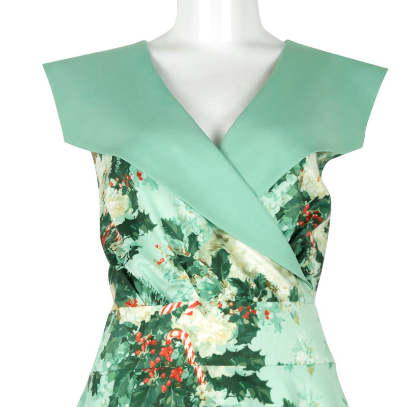 HIGAKI Women's 1950s Dress Tea Party V-Neck Sleeveless Dress(DR0065GN,XL) - Image 2