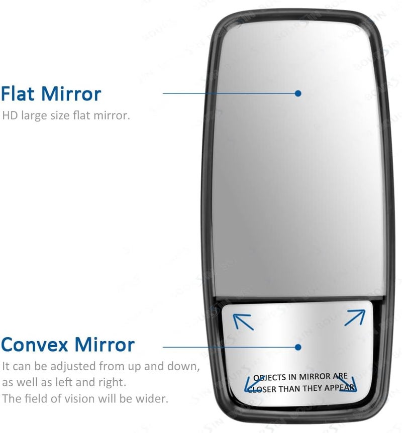 Boursin Outside View Door Mirror For ISUZU NPR NPR-HD NQR NRR GMC Chevrolet W3500 W4500 W5500 Truck 2008-2023 Black Passenger Side - Image 3