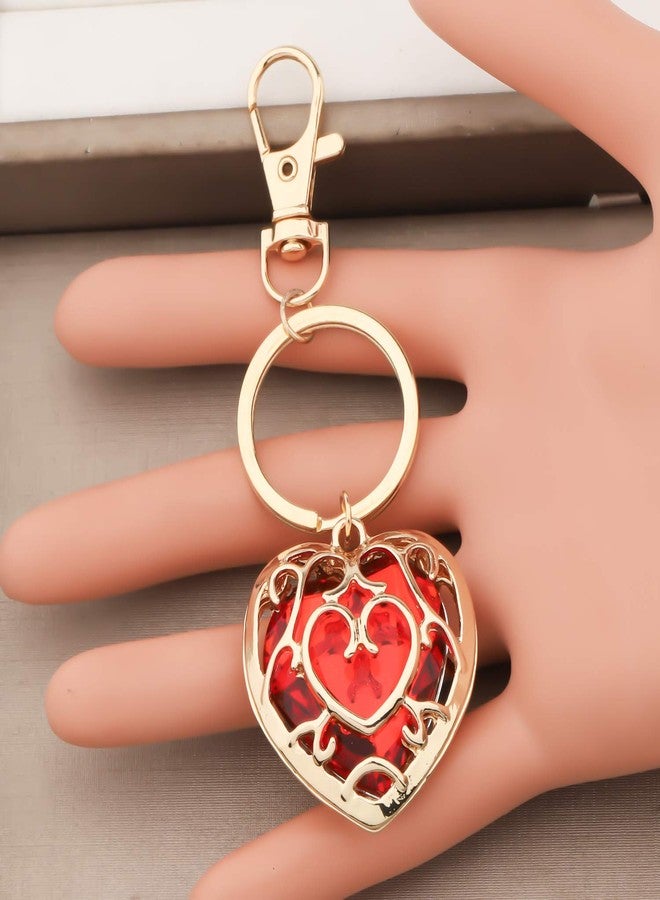 FAADBUK Cosplay Jewelry Skyward Sword Heart Sapphire Ruby Necklace Gamer Fans Gifts (Ruby Keychain) - Image 2