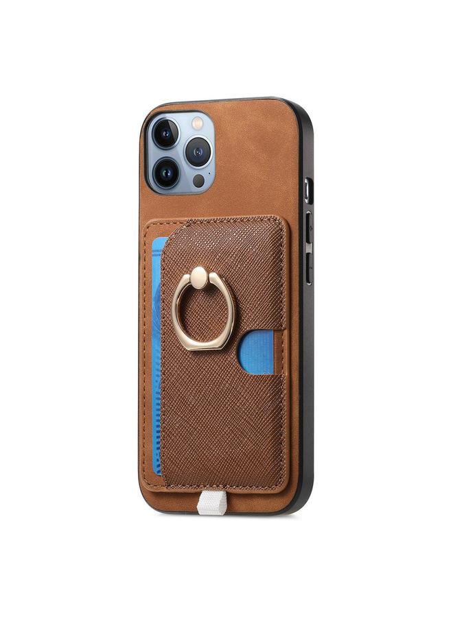 Zaboon Case For iPhone 12 Pro Max Retro Cross Leather Ring Side Insert Card Bag MagSafe Phone Case - Image 2