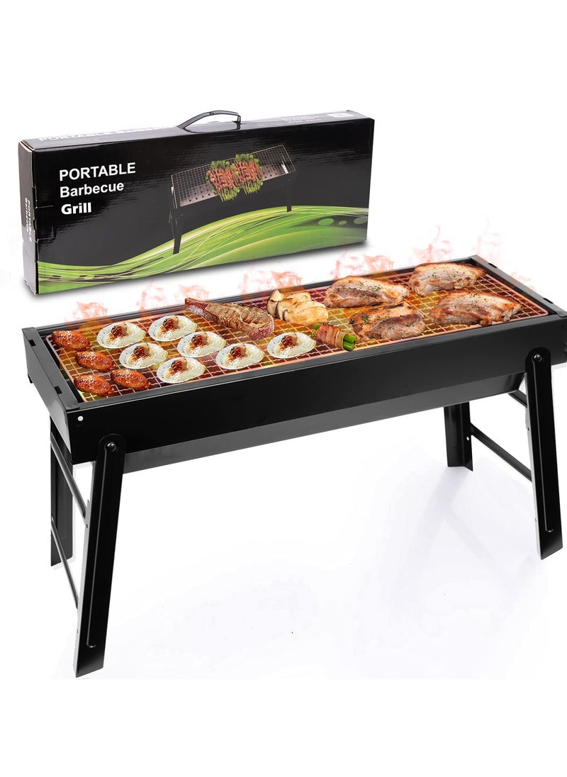 VIO Barbecue Grill Stainless Steel Charcoal Grill Foldable Durable Outdoor Household Camping BBQ Smoker for Outdoor Cooking Picnic Patio Backyard Camping Ramadan Get Together  Medium 60 X 25 X 30 CM  - Image 1