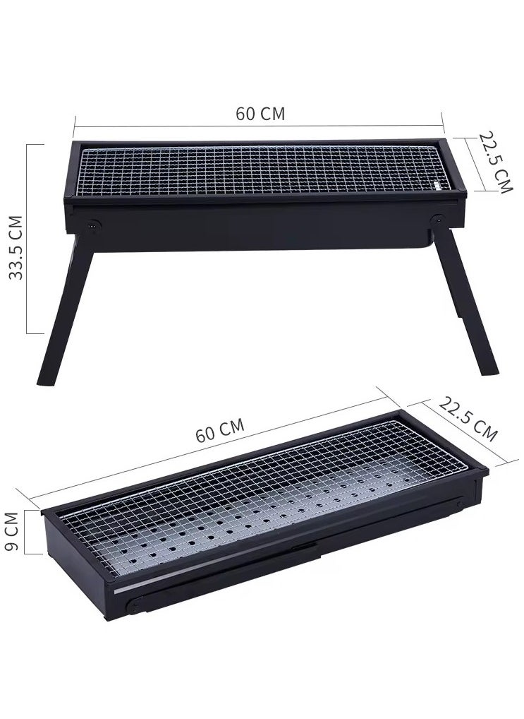 VIO Barbecue Grill Stainless Steel Charcoal Grill Foldable Durable Outdoor Household Camping BBQ Smoker for Outdoor Cooking Picnic Patio Backyard Camping Ramadan Get Together  Medium 60 X 25 X 30 CM  - Image 3