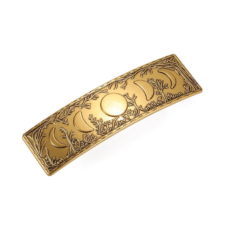 TEAMER Hair Clip Large Hand Crafted Vintage Retro Forest Moon Phase Hairpin French Metal Barrettes Hair Accessories for Women Forest and Moon Phase  Gold