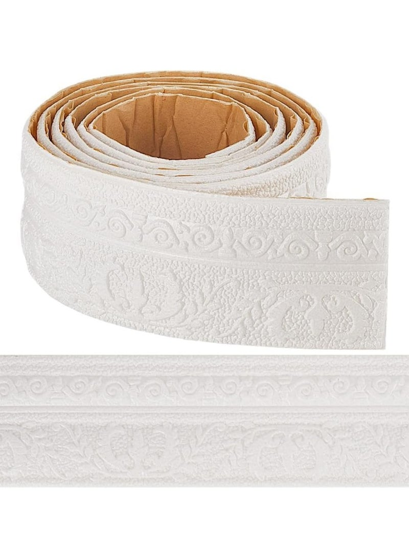 CMGTYYD 90.5 x 3.14in Peel and Stick Wallpaper Border, White Self-Adhesive Flexible 3D Crown Molding and Baseboard Trim, Foam Mirror Wall Edging for Home Hotel DIY Decoration - Image 1