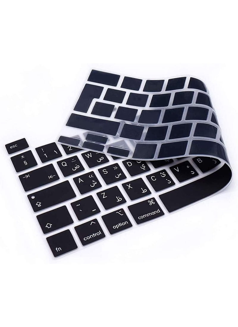 AMM - UK Layout Arabic English Protective Keyboard Cover For MacBook New Pro 13 and 16-Inch Black - Image 1