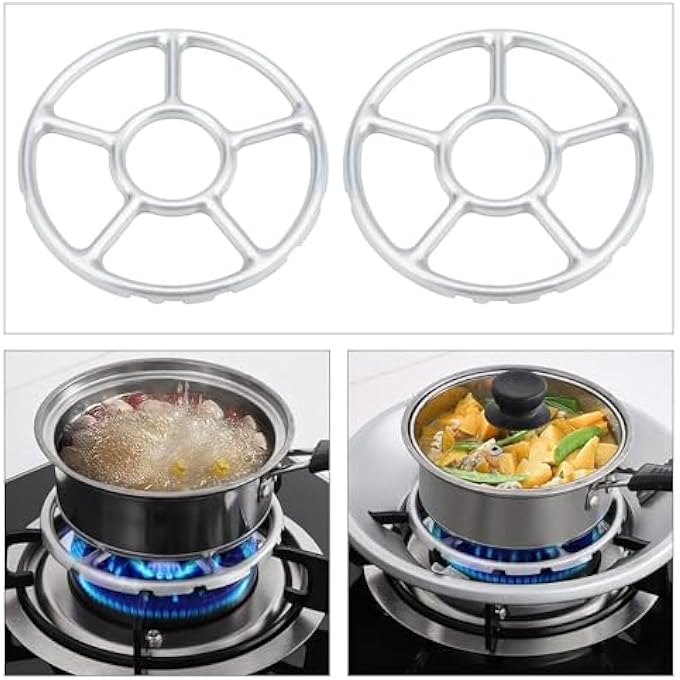 SWIUKPHE Alloy MultiFunction Gas Ring Reducer Universal Hob Ceramic Pan Supports Alloy MultiFunction Trivets Stove Top Gas Ring Reducer For Cooker Heat Simmer Coffee Pots 2 Pcs - Image 4