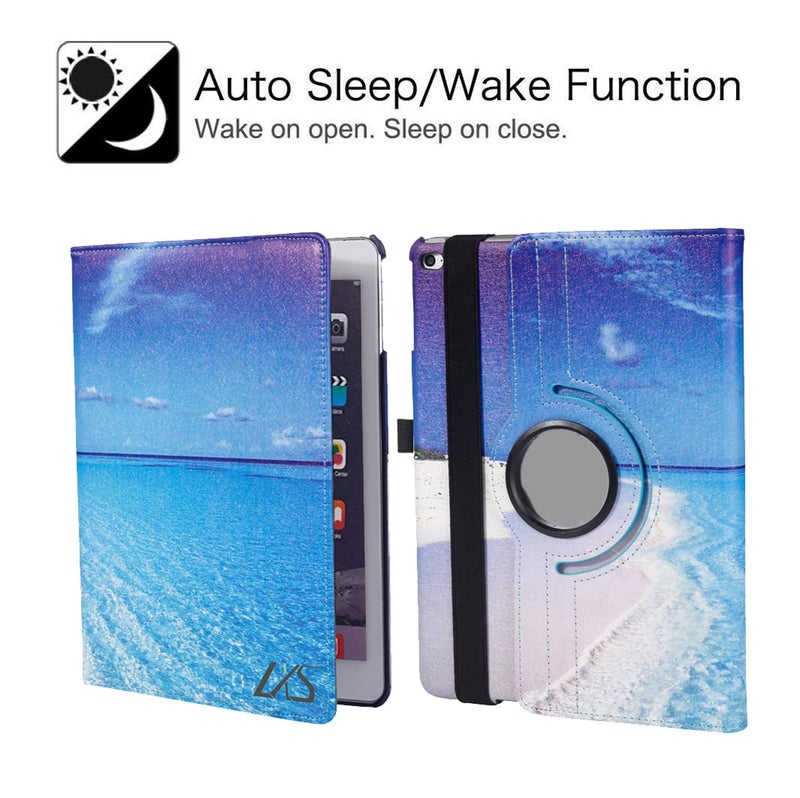 LXS New Case for iPad 9.7 inch 2018 2017/ iPad Air 2 Case - 360 Degree Rotating Stand Protective Cover Smart Case with Auto Sleep/Wake for Apple iPad 5th/6th Generation (Blue Ocean) - Image 4