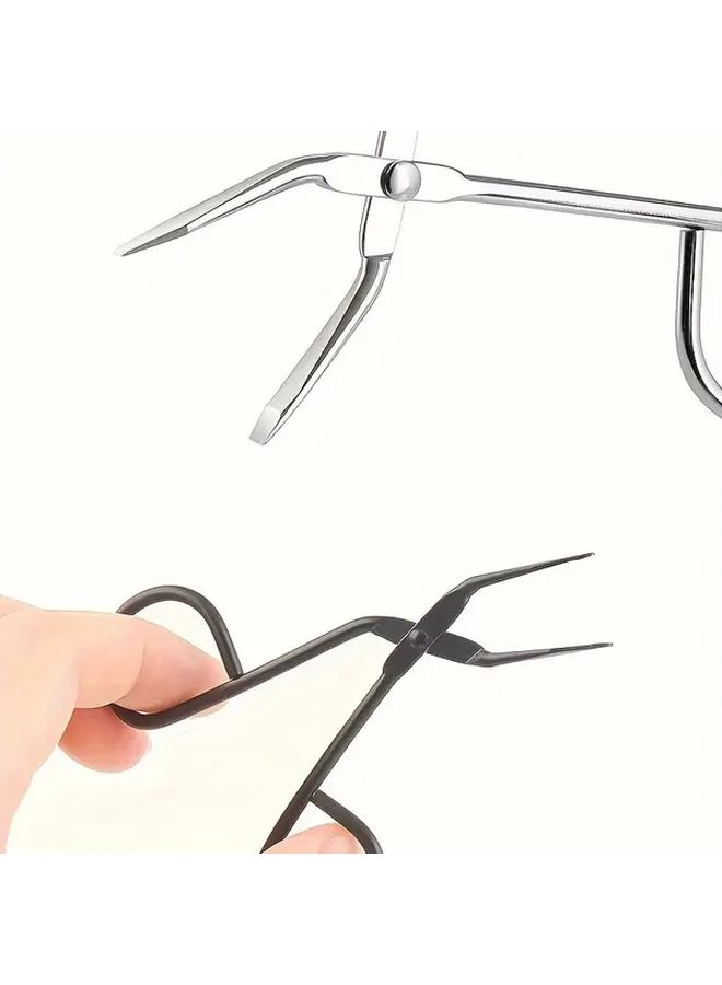مشابك حواجب ثقيلة من الفولاذ المقاوم للصدأ فضي 2 قطعة أداة تشكيل الحواجب بقبضة غير قابلة للانزلاق - Image 5