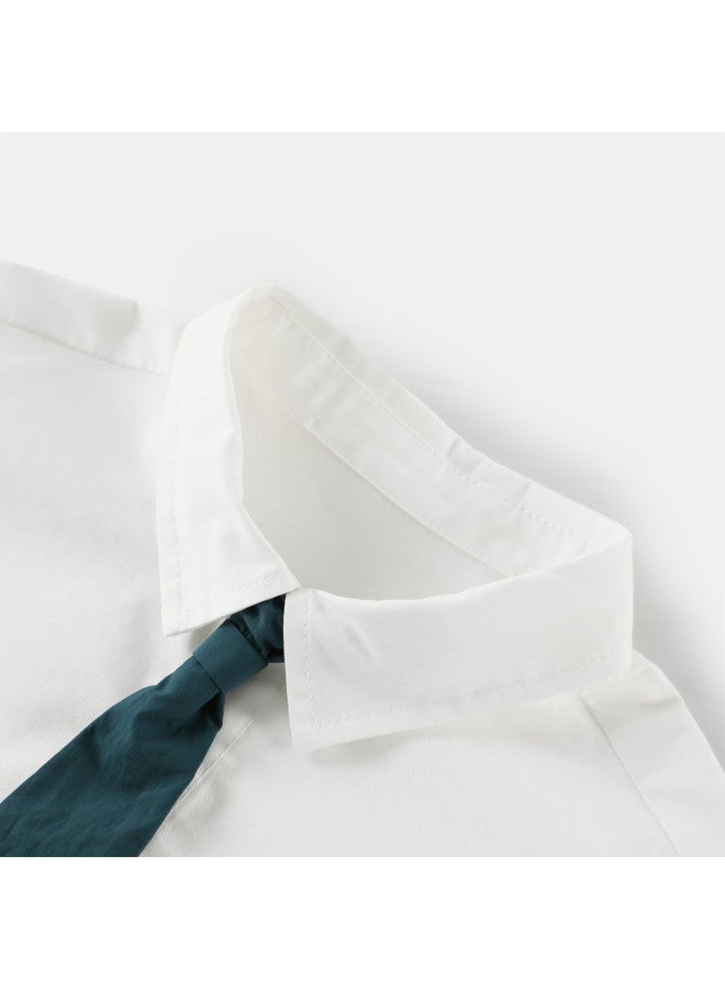 Boys' White Shirt Children's Academic Style Plaid Shirt Baby Kindergarten Uniform New Casual Style - Image 4