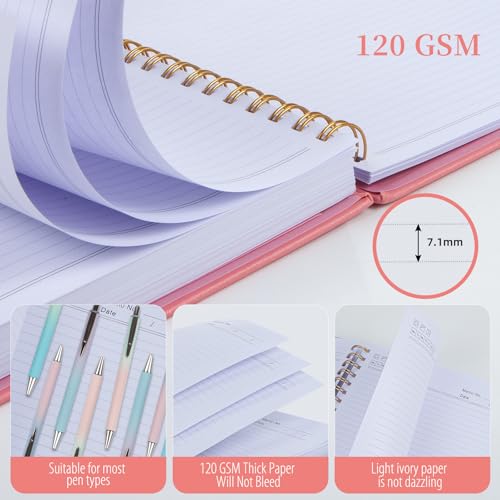 Kutoda Lined Spiral Notebooks for Work, 300 Pages Leather 8.5 * 11 College Ruled journals for Writing, Hardcover Notebooks for Note Taking, Perfect for Office Home School Supplies(Pink) - Image 2