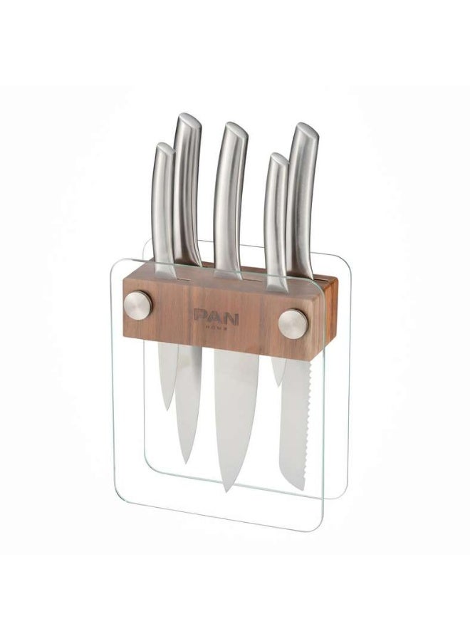 Pan Home 5-Piece Knife Block Set - Clear & Chrome - Image 4