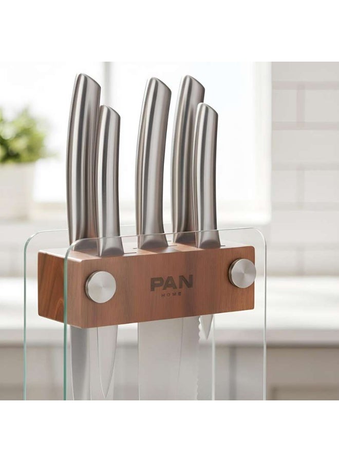 Pan Home 5-Piece Knife Block Set - Clear & Chrome - Image 3