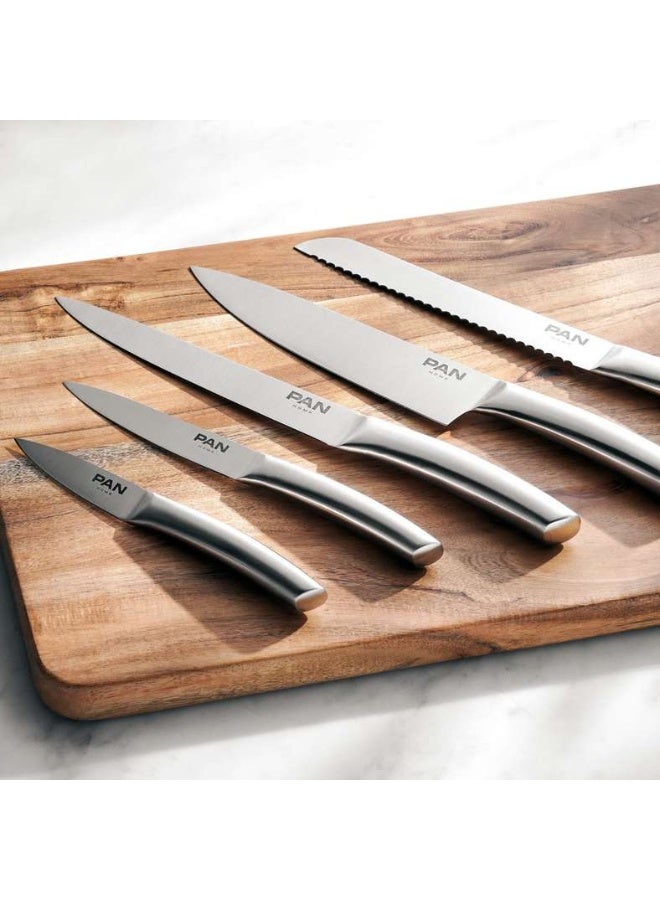 Pan Home 5-Piece Knife Block Set - Clear & Chrome - Image 2