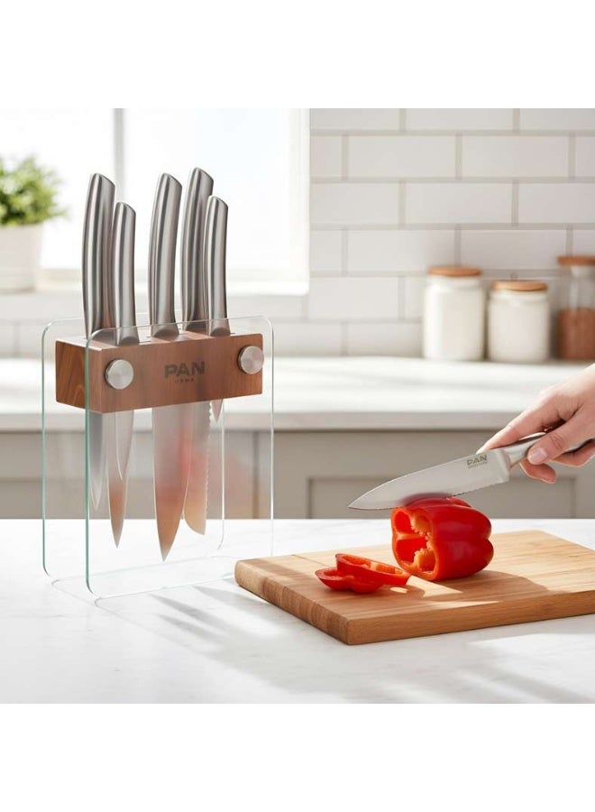 Pan Home 5-Piece Knife Block Set - Clear & Chrome - Image 1