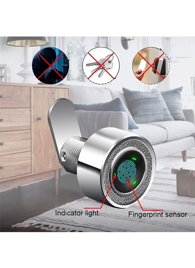 Generic - Fingerprint Drawer Lock, 30MM Cabinet Locks, 20 Fingerprints Rechargeable Keyless Furniture Built-in Zinc Alloy Smart Lock for Home Office Gym - Image 1