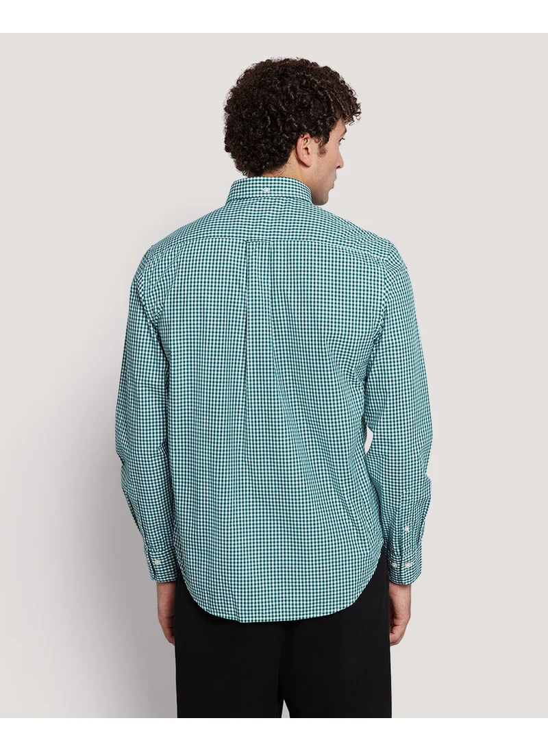 غانت Gant Men’S Regular Fit Gingham Check Poplin Cotton Shirt