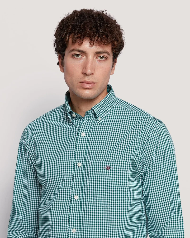 GANT  Gant Men’S Regular Fit Gingham Check Poplin Cotton Shirt for Men | Best Price UAE