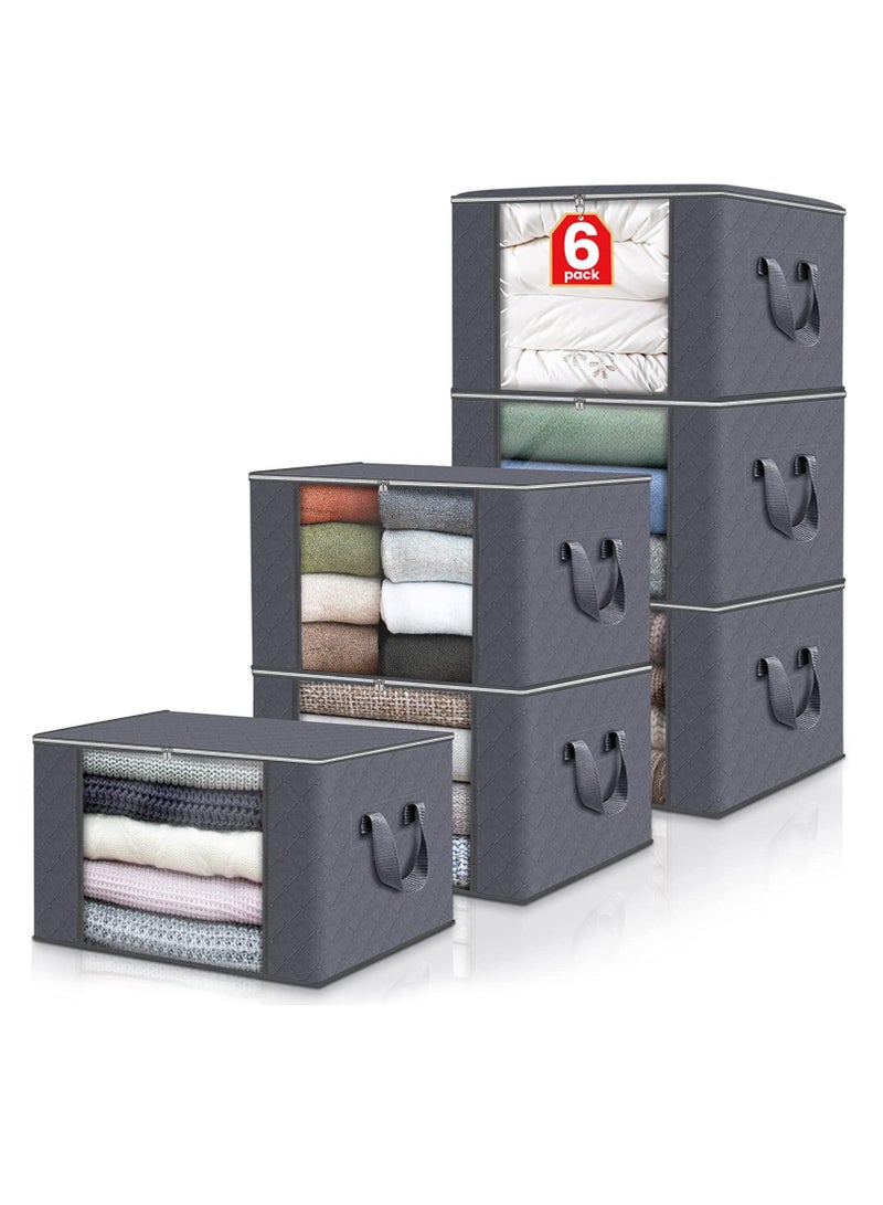 MIXDE 6-Piece Clothes Storage Bags, Foldable Blanket Storage Bags, Closet Organizers Storage Containers Storage Bins for Bedroom  - Image 1
