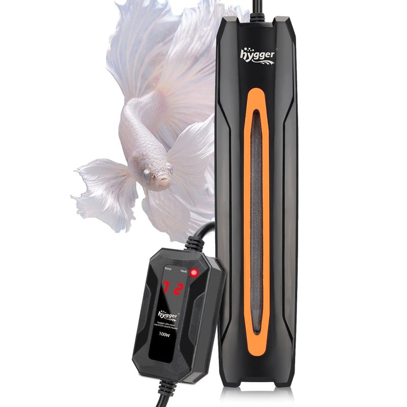 hygger 100W Aquarium Heater, Quartz Fish Tank Heater with LED Digital Display Thermostat Controller for 5-26 Gallon Freshwater Saltwater Tank - Image 1