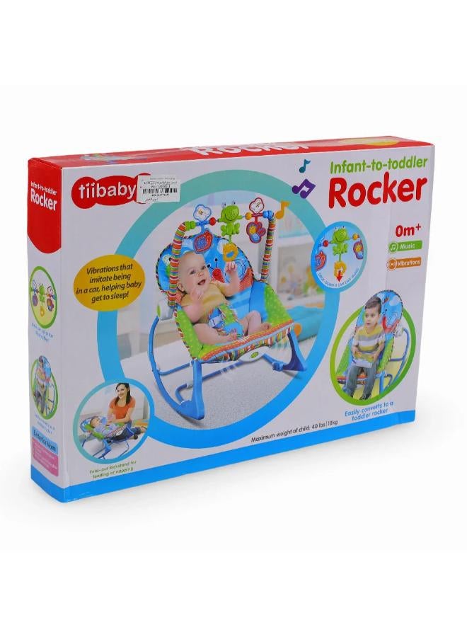 Tiibaby Infant to Toddler Rocker with Music and Vibrations 18kg – Green & Blue - Image 1