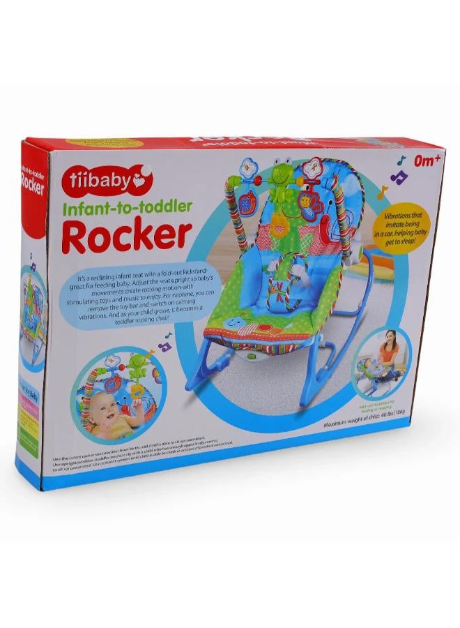 Tiibaby Infant to Toddler Rocker with Music and Vibrations 18kg – Green & Blue - Image 2