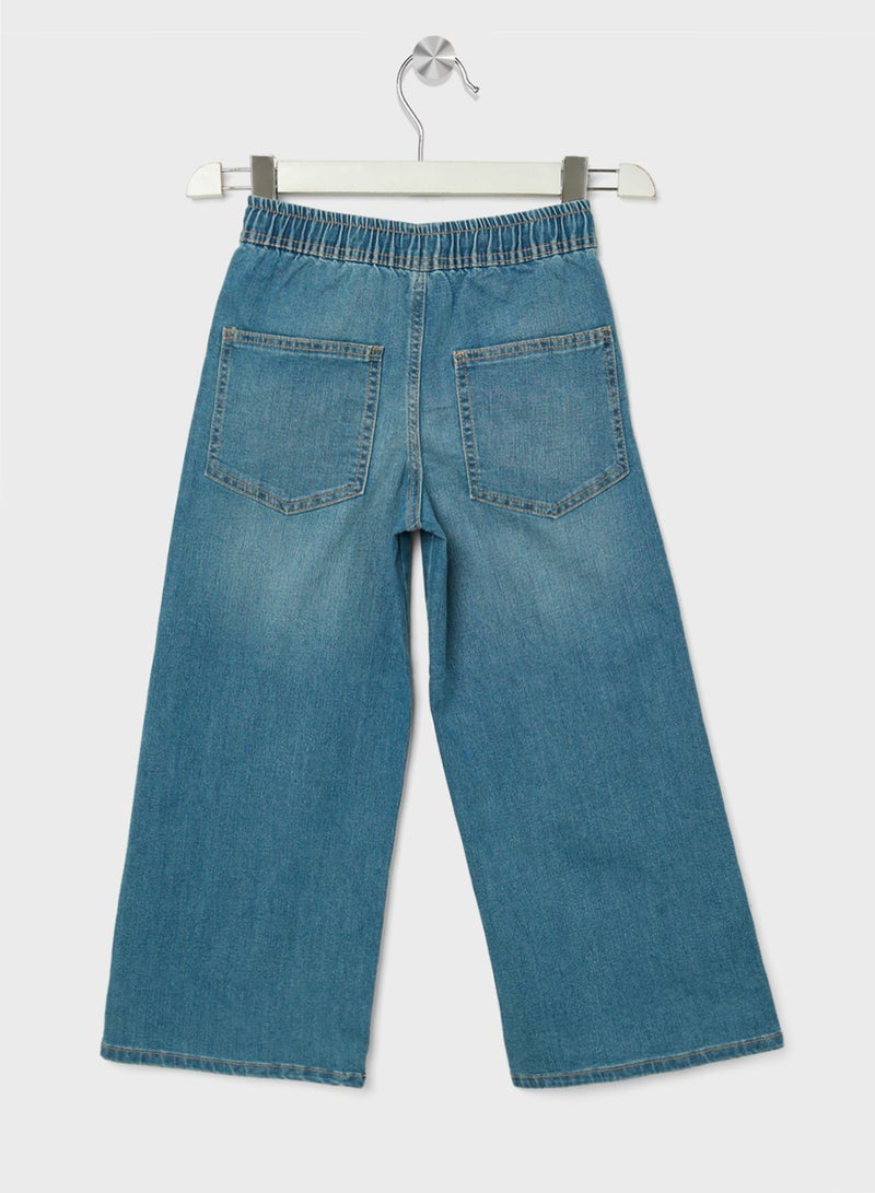 ريبلز مع نمشي جينز بناتي واسع الساق من الدنيم - Image 2