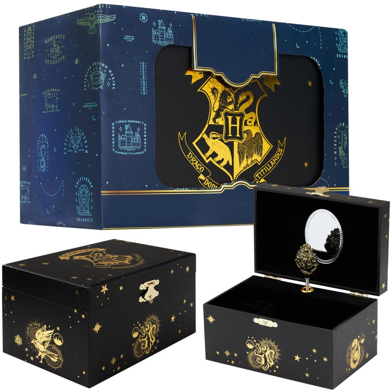 Harry Potter Gifts Musical Jewelry Box for Girls with Spinning Hogwarts Crest Mirror WindUp Key Music Jewelry Organizer - Image 2
