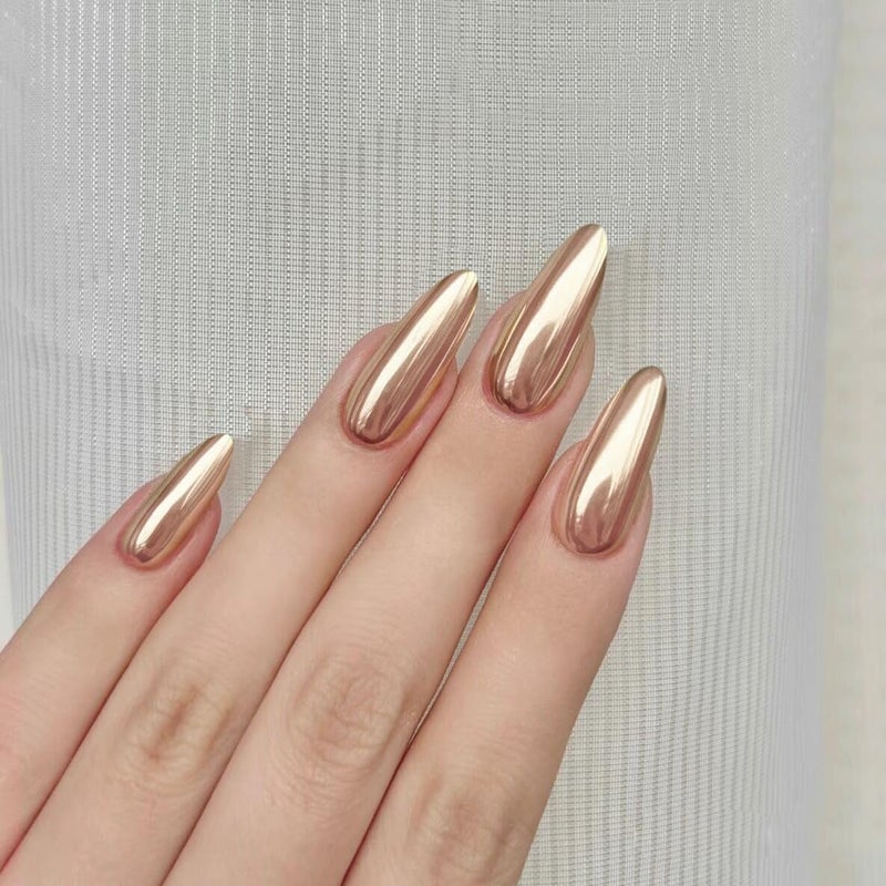 CTTHNBD 6 Packs (144 Pcs) Press on Nails - Short Press on Nails Square, Medium Almond, Chrome Fake Nails Kits for Women 12 Sizes - 6 Colors - Image 3