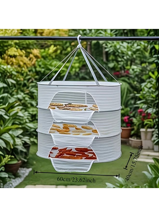 Medium 3 Tier Foldable Mesh Hanging Clothes Drying Rack Zippered Closure - Image 4