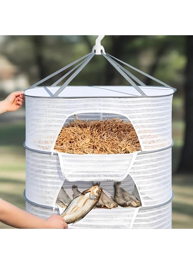 Medium 3 Tier Foldable Mesh Hanging Clothes Drying Rack Zippered Closure - Image 5