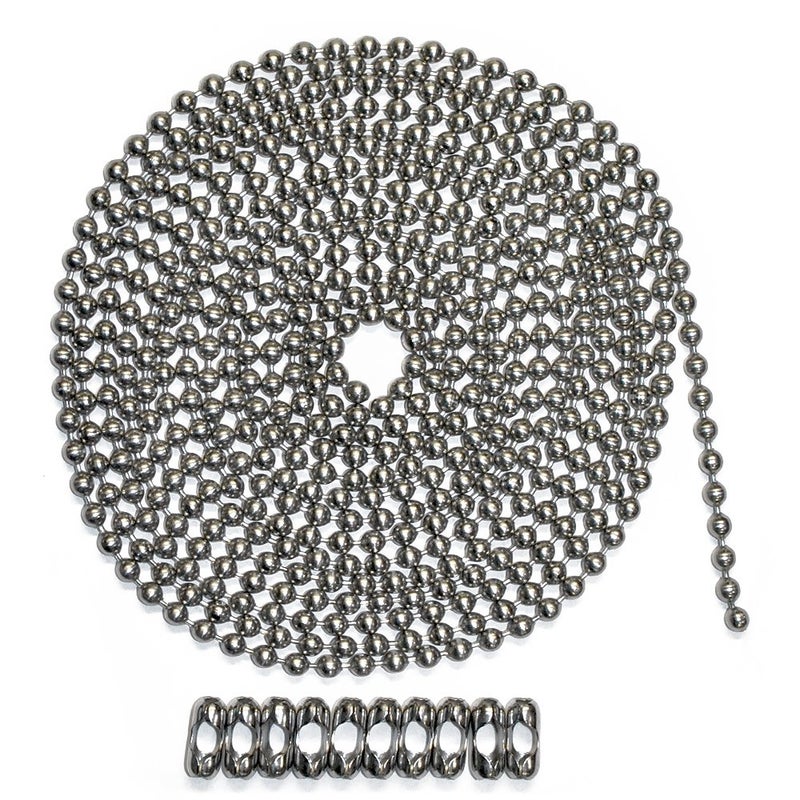 10 Foot Length Ball Chain Number 10 Size Stainless Steel 10 Matching B Couplings