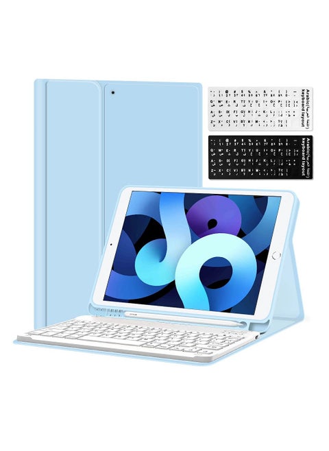 INFOSUN for iPad Pro 11 Keyboard Case 2022 2021 2020 2018, Slim Shell Lightweight Cover with Magnetically Detachable Wireless Keyboard for iPad Pro 11 Inch 4th 3rd 2nd 1st Gen - Light Blue